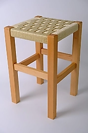 Ahşap Hasır Örgülü Tabure Mutfak/Balkon/Piknik Masa Taburesi 45 cm